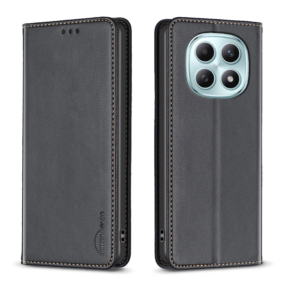 For Xiaomi Redmi Note 15 Pro 4G (Global) Leather Case BINFEN COLOR BF18 Phone Stand Cover with Card Slots - Black
