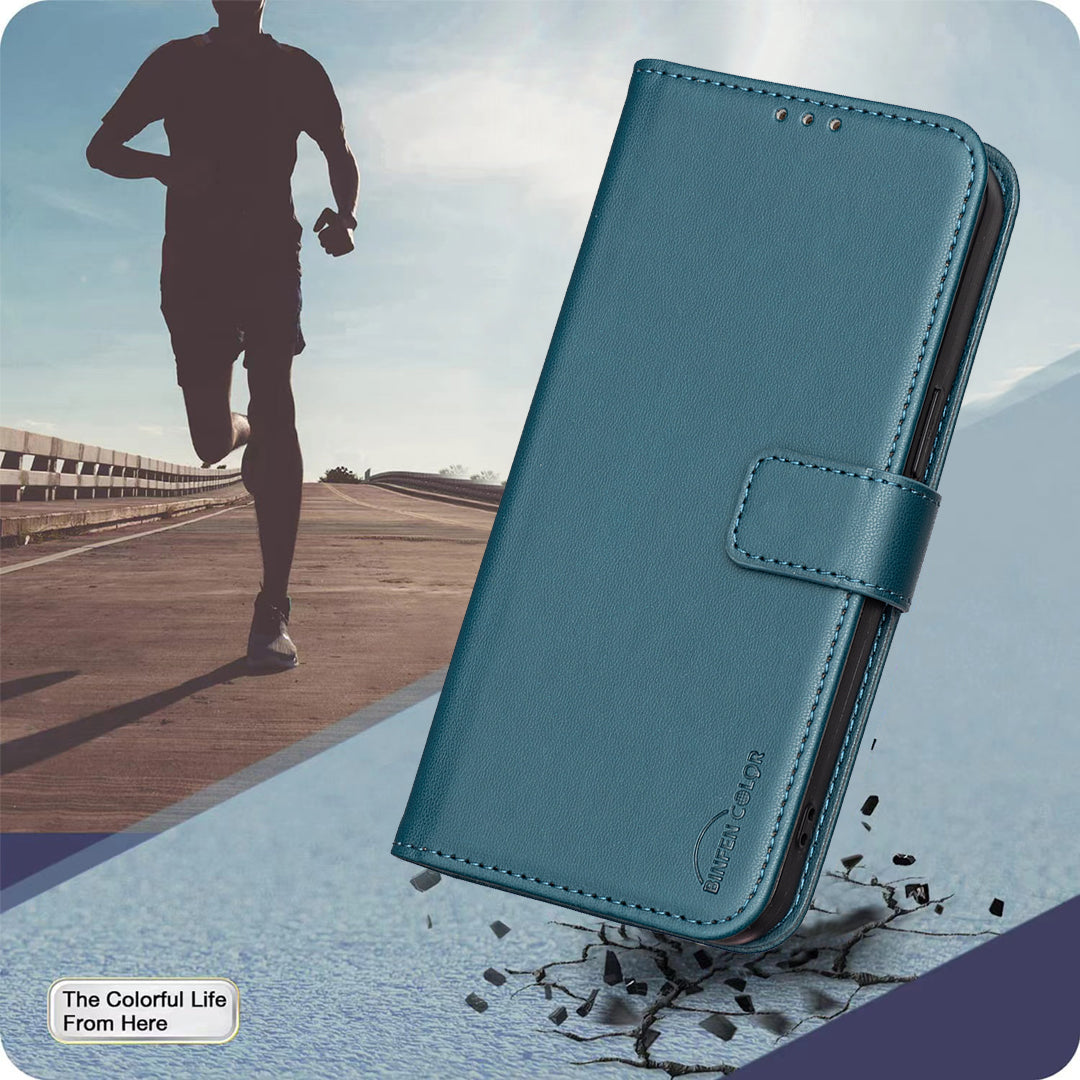 For Xiaomi Redmi Note 15 Pro 4G (Global) Phone Case BINFEN COLOR BF17 Wallet Folio Flip Leather Cover - Green