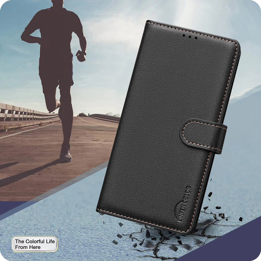 For Xiaomi Redmi Note 15 Pro 4G (Global) Leather Case BINFEN COLOR BF32 Wallet RFID Blocking Phone Cover - Black