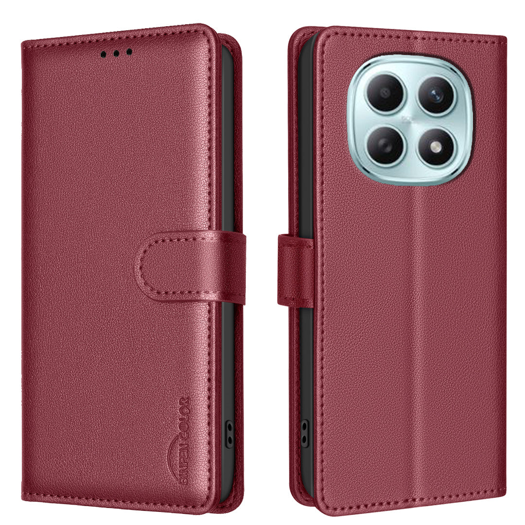 For Xiaomi Redmi Note 15 Pro 4G (Global) Leather Case BINFEN COLOR BF32 Wallet RFID Blocking Phone Cover - Red