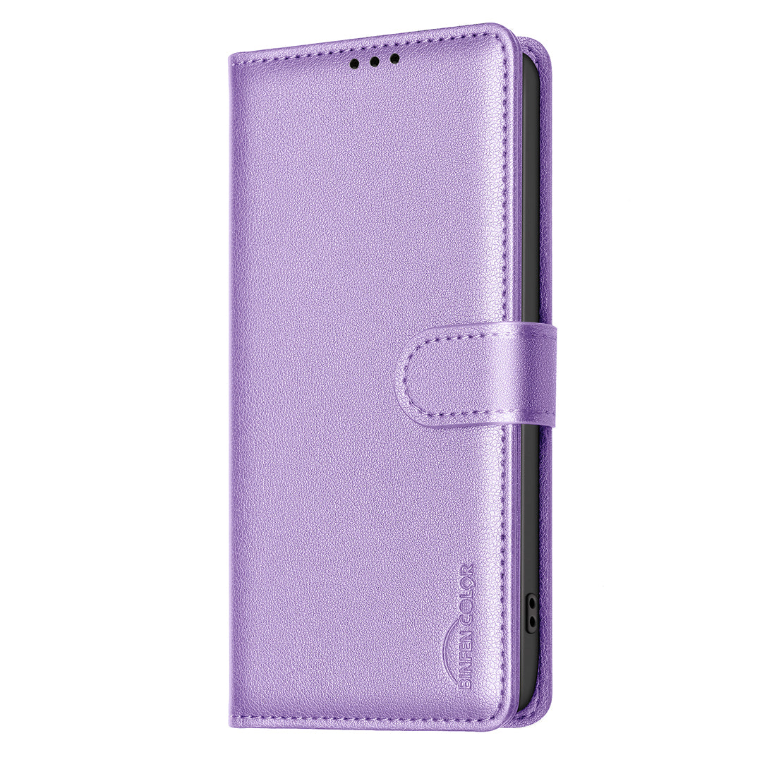 For Xiaomi Redmi Note 15 Pro 4G (Global) Leather Case BINFEN COLOR BF32 Wallet RFID Blocking Phone Cover - Purple