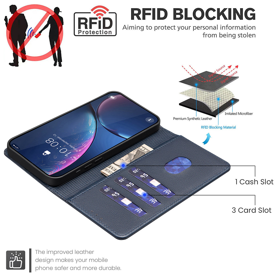 For Xiaomi Redmi Note 15 Pro 4G (Global) Leather Case BINFEN COLOR BF32 Wallet RFID Blocking Phone Cover - Blue