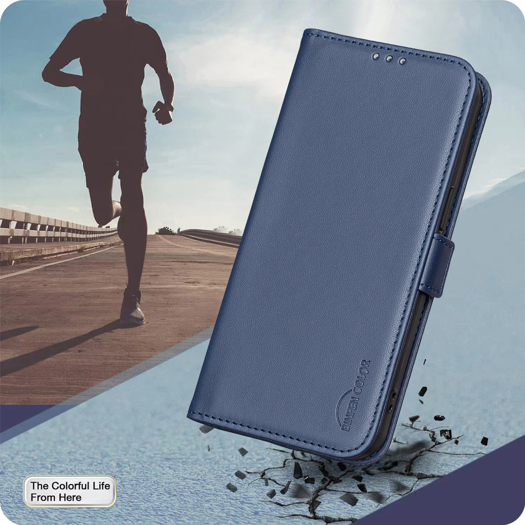 For Xiaomi Redmi Note 15 Pro 4G (Global) Case BINFEN COLOR BF31  PU Leather Flip Folio Phone Wallet Cover - Blue