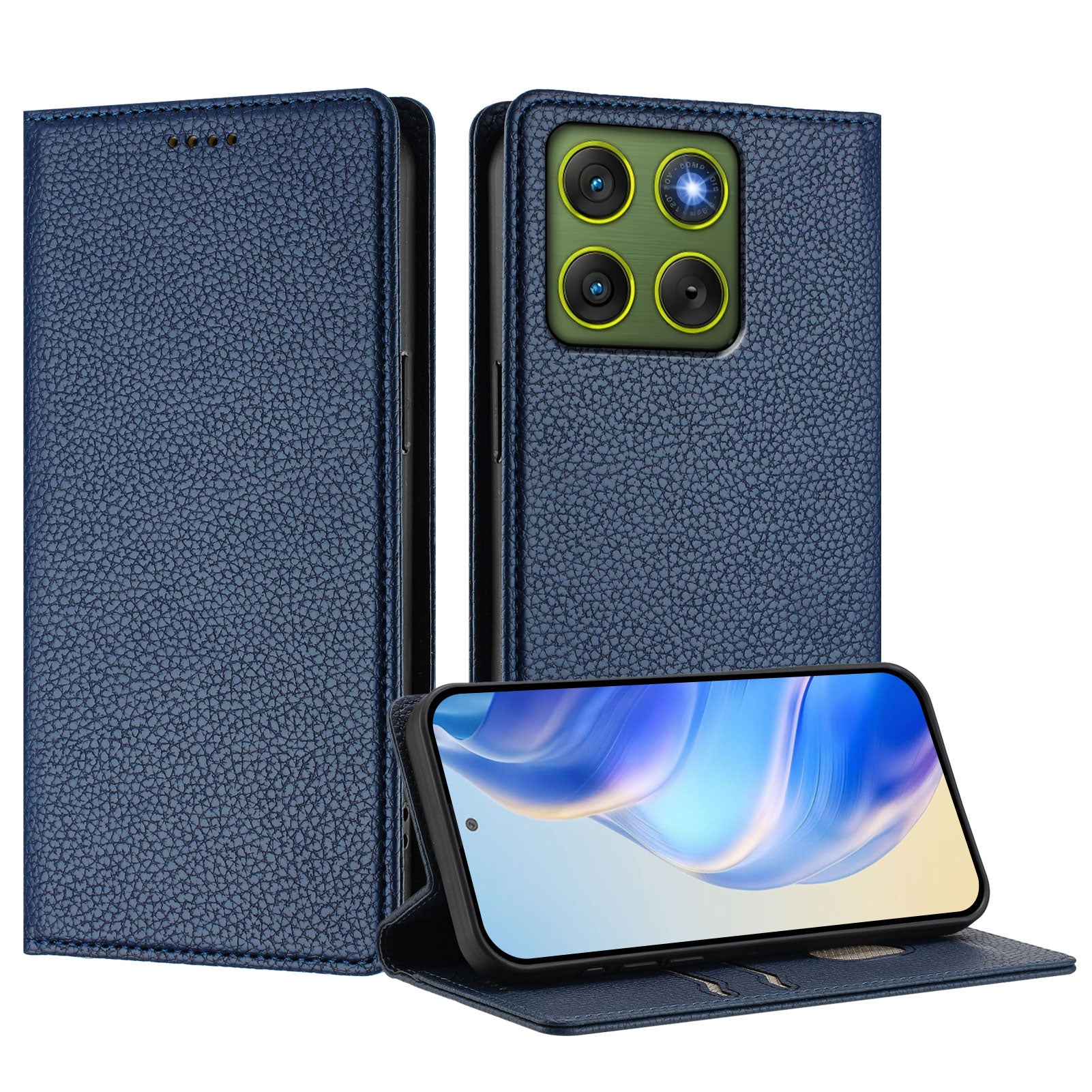 For Motorola Edge 70 5G Wallet Case RFID Blocking Litchi Texture Leather Mobile Cover - Dark Blue