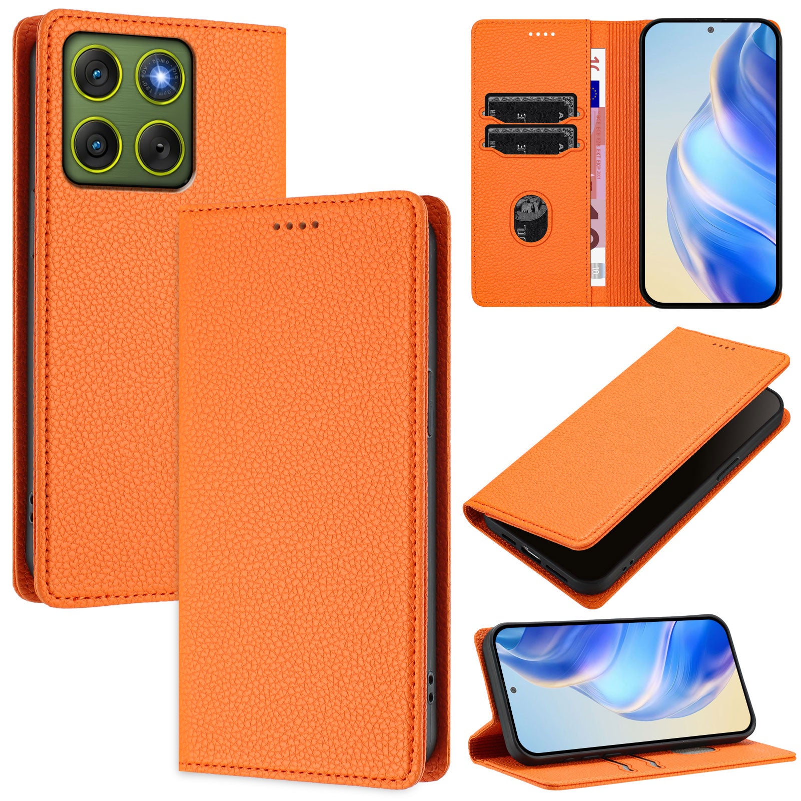 For Motorola Edge 70 5G Wallet Case RFID Blocking Litchi Texture Leather Mobile Cover - Orange