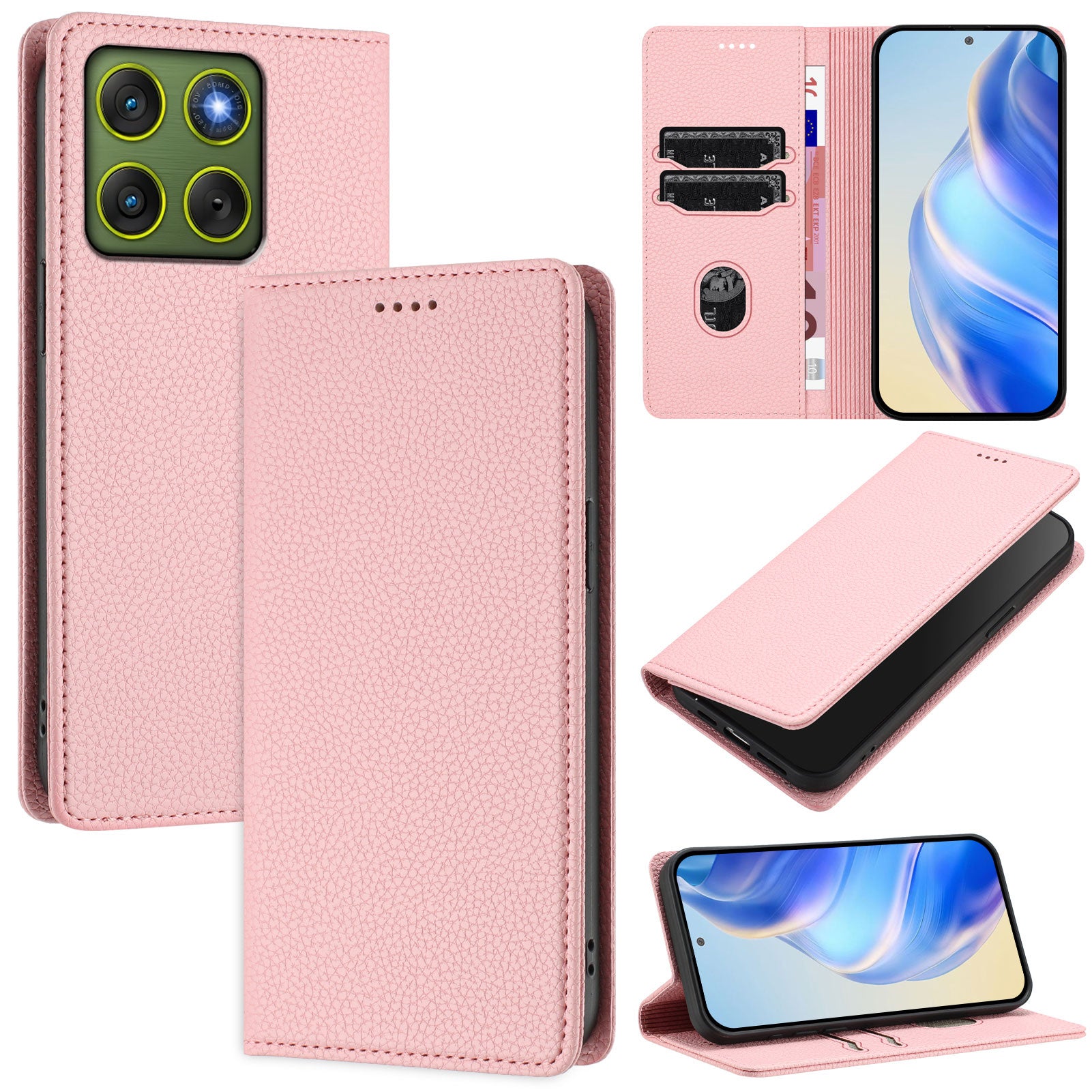 For Motorola Edge 70 5G Wallet Case RFID Blocking Litchi Texture Leather Mobile Cover - Pink