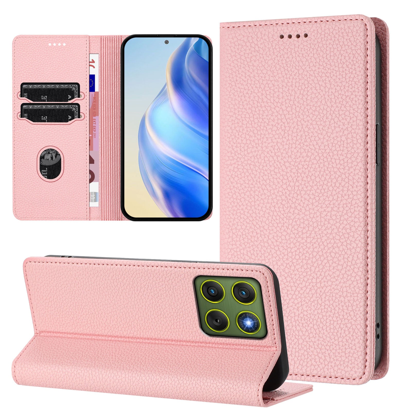 For Motorola Edge 70 5G Wallet Case RFID Blocking Litchi Texture Leather Mobile Cover - Pink