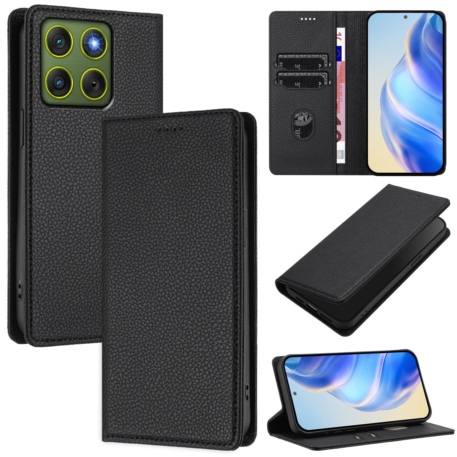 For Motorola Edge 70 5G Wallet Case RFID Blocking Litchi Texture Leather Mobile Cover - Black