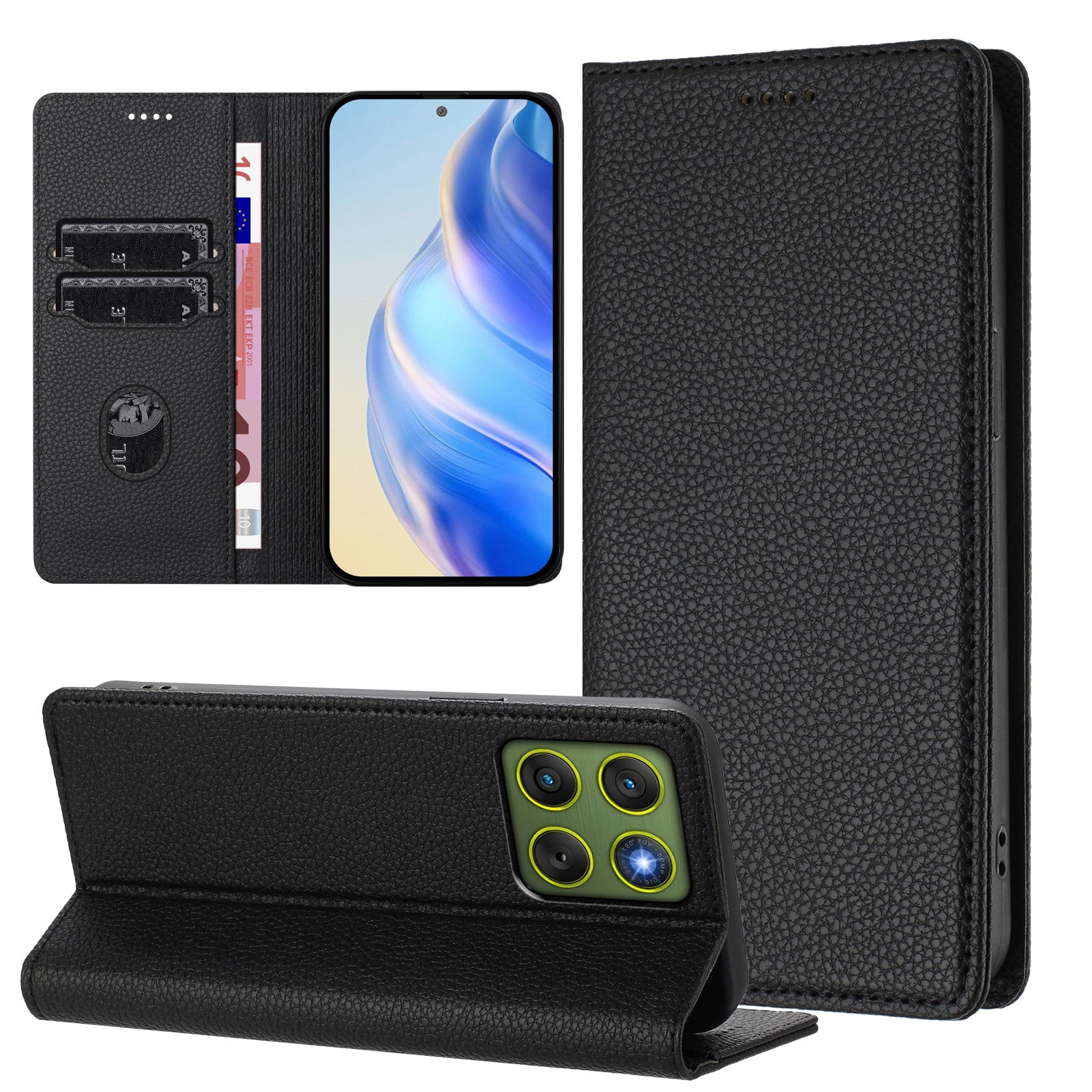 For Motorola Edge 70 5G Wallet Case RFID Blocking Litchi Texture Leather Mobile Cover - Black