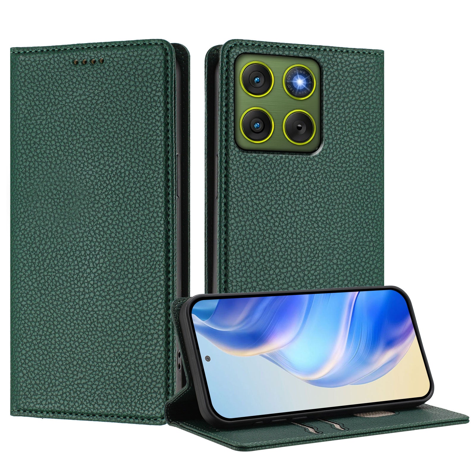 For Motorola Edge 70 5G Wallet Case RFID Blocking Litchi Texture Leather Mobile Cover - Dark Green