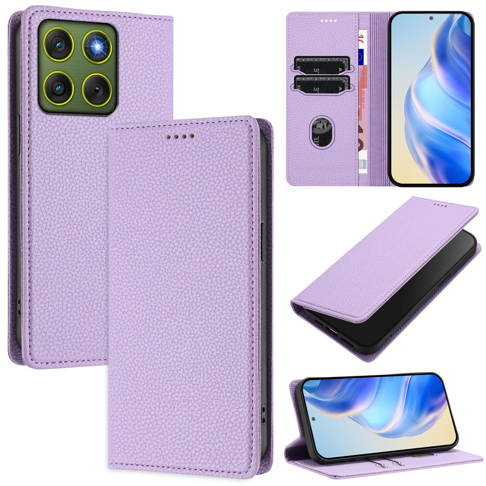 For Motorola Edge 70 5G Wallet Case RFID Blocking Litchi Texture Leather Mobile Cover - Light Purple