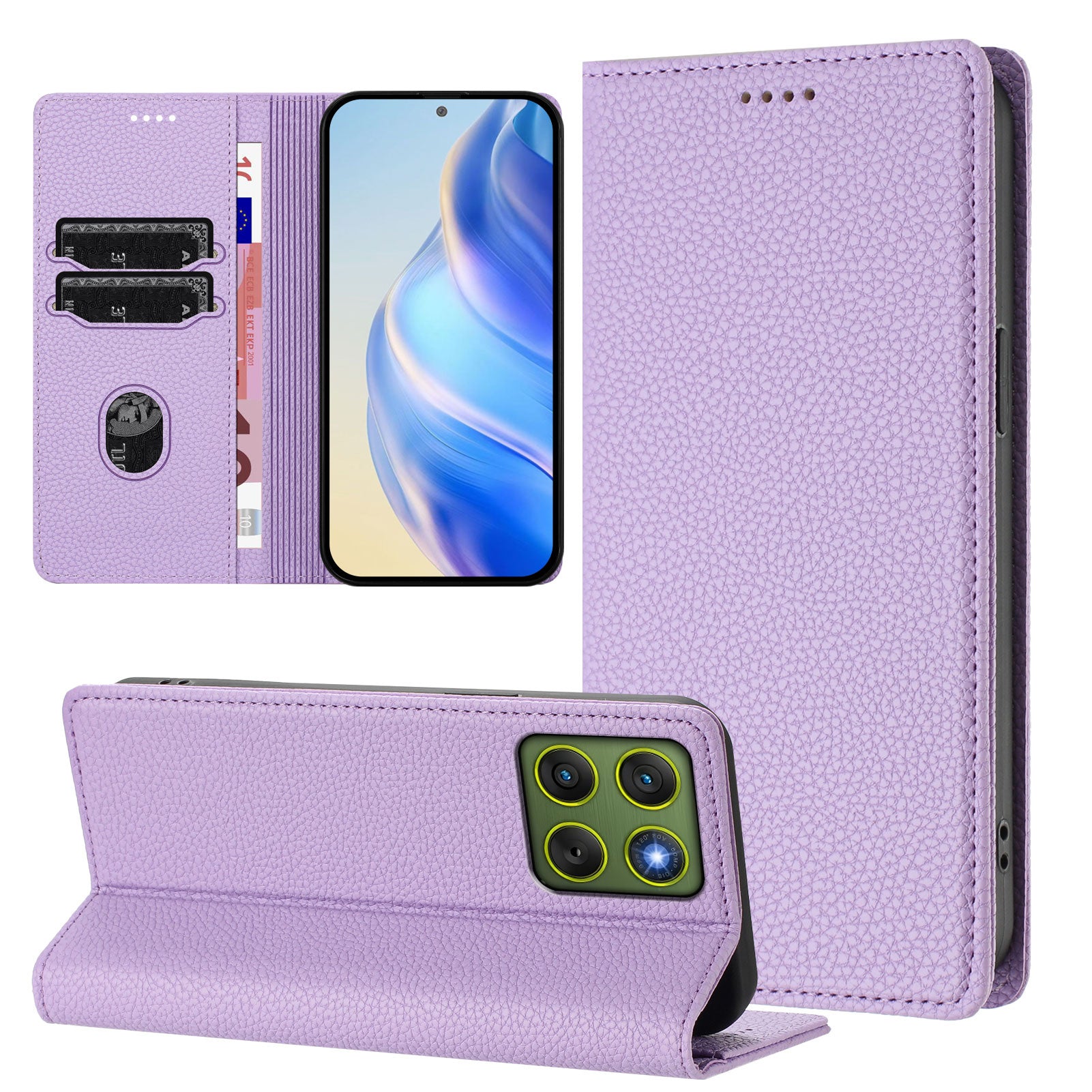 For Motorola Edge 70 5G Wallet Case RFID Blocking Litchi Texture Leather Mobile Cover - Light Purple