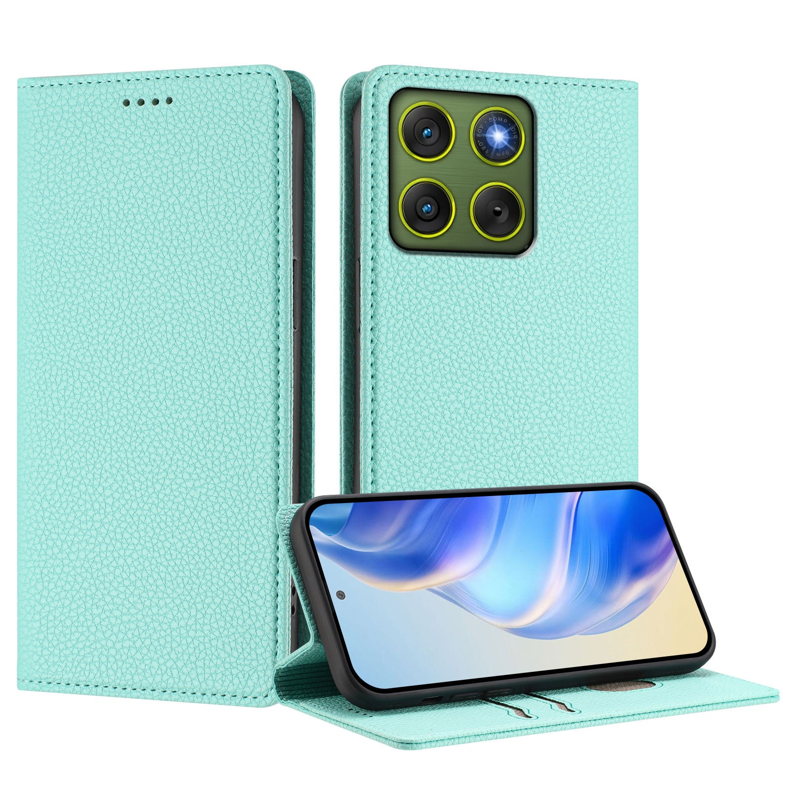 For Motorola Edge 70 5G Wallet Case RFID Blocking Litchi Texture Leather Mobile Cover - Mint Green