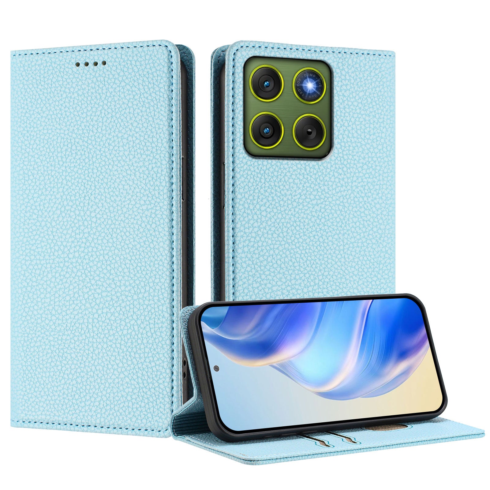 For Motorola Edge 70 5G Wallet Case RFID Blocking Litchi Texture Leather Mobile Cover - Baby Blue