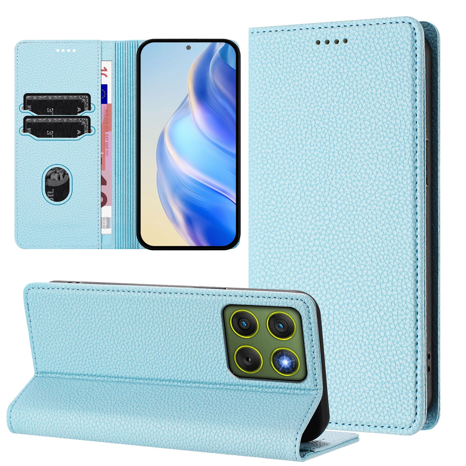 For Motorola Edge 70 5G Wallet Case RFID Blocking Litchi Texture Leather Mobile Cover - Baby Blue