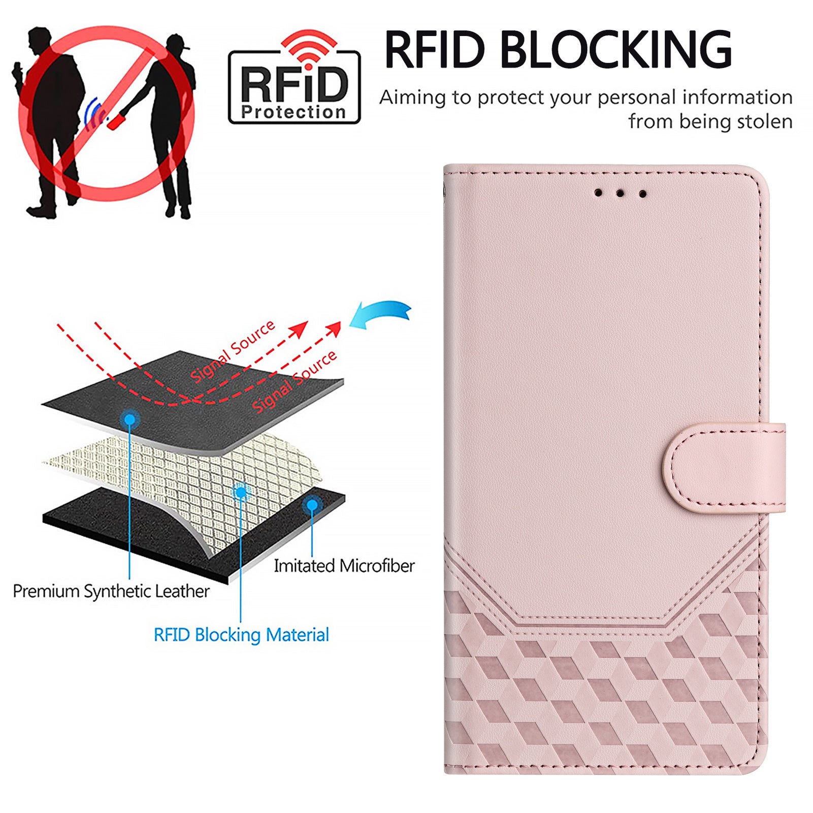 For Motorola Edge 70 5G Case Imprinted Honeycomb RFID Blocking Leather Phone Cover with Strap - Pink