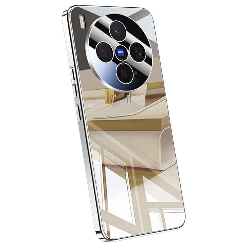For vivo X300 5G Case Electroplating PC Phone Back Cover with Camera Lens Protector - Silver