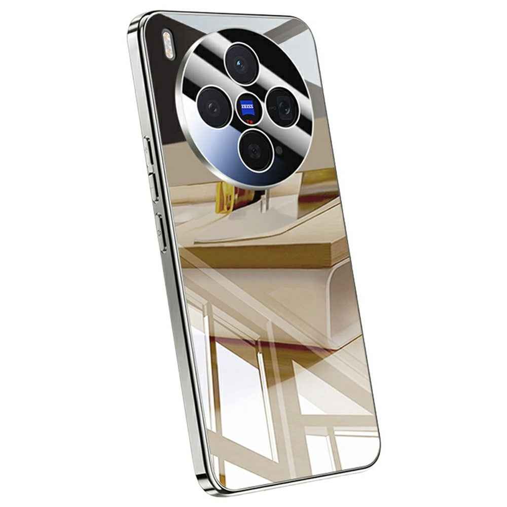For vivo X300 5G Case Electroplating PC Phone Back Cover with Camera Lens Protector - Titanium