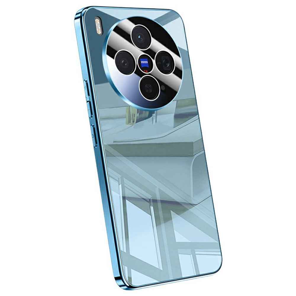 For vivo X300 5G Case Electroplating PC Phone Back Cover with Camera Lens Protector - Blue