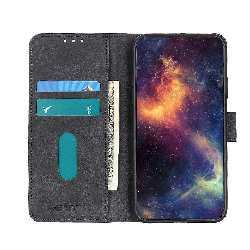 KHAZNEH For Motorola Edge 70 5G Case PU Leather Retro Texture Phone Cover - Black