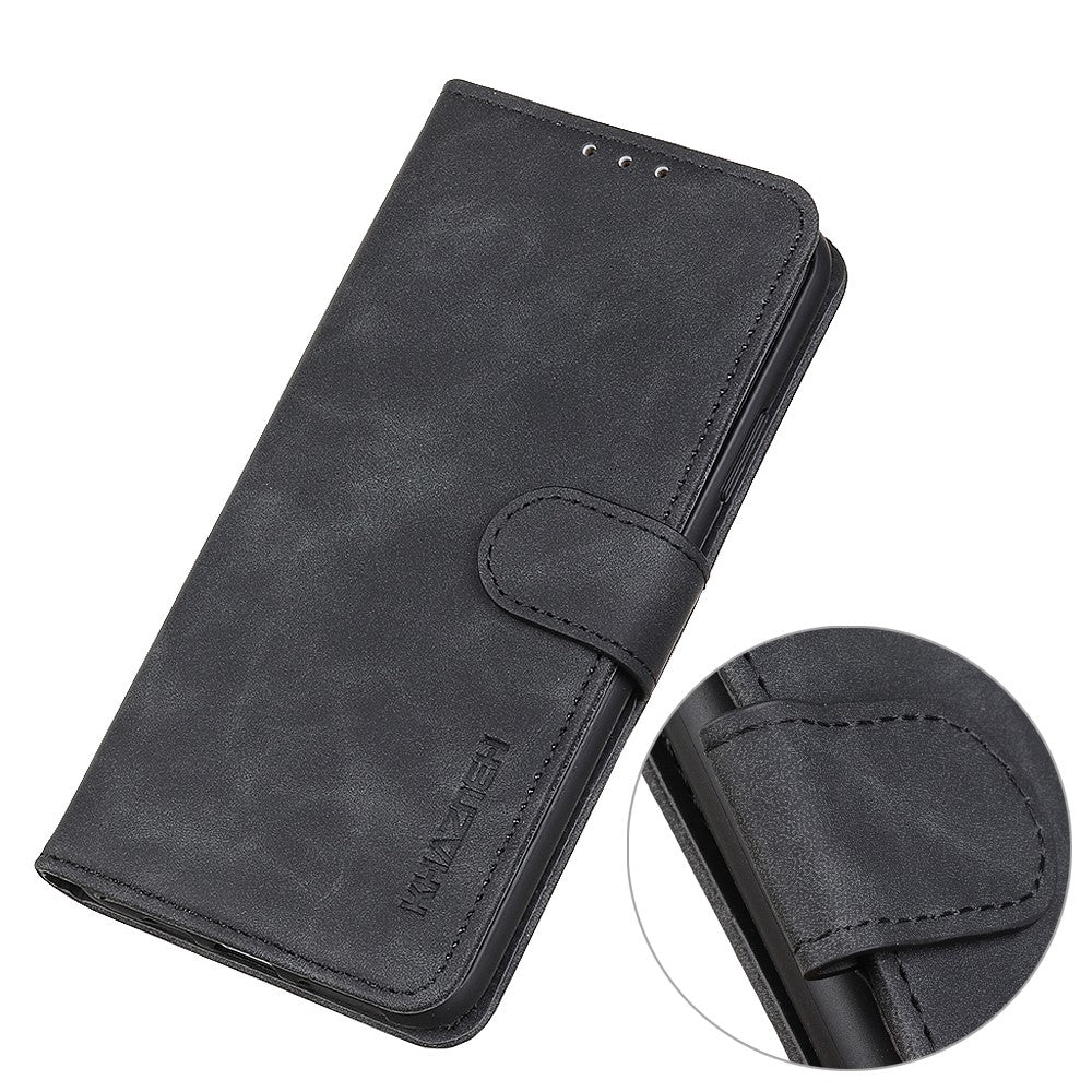 KHAZNEH For Motorola Edge 70 5G Case PU Leather Retro Texture Phone Cover - Black
