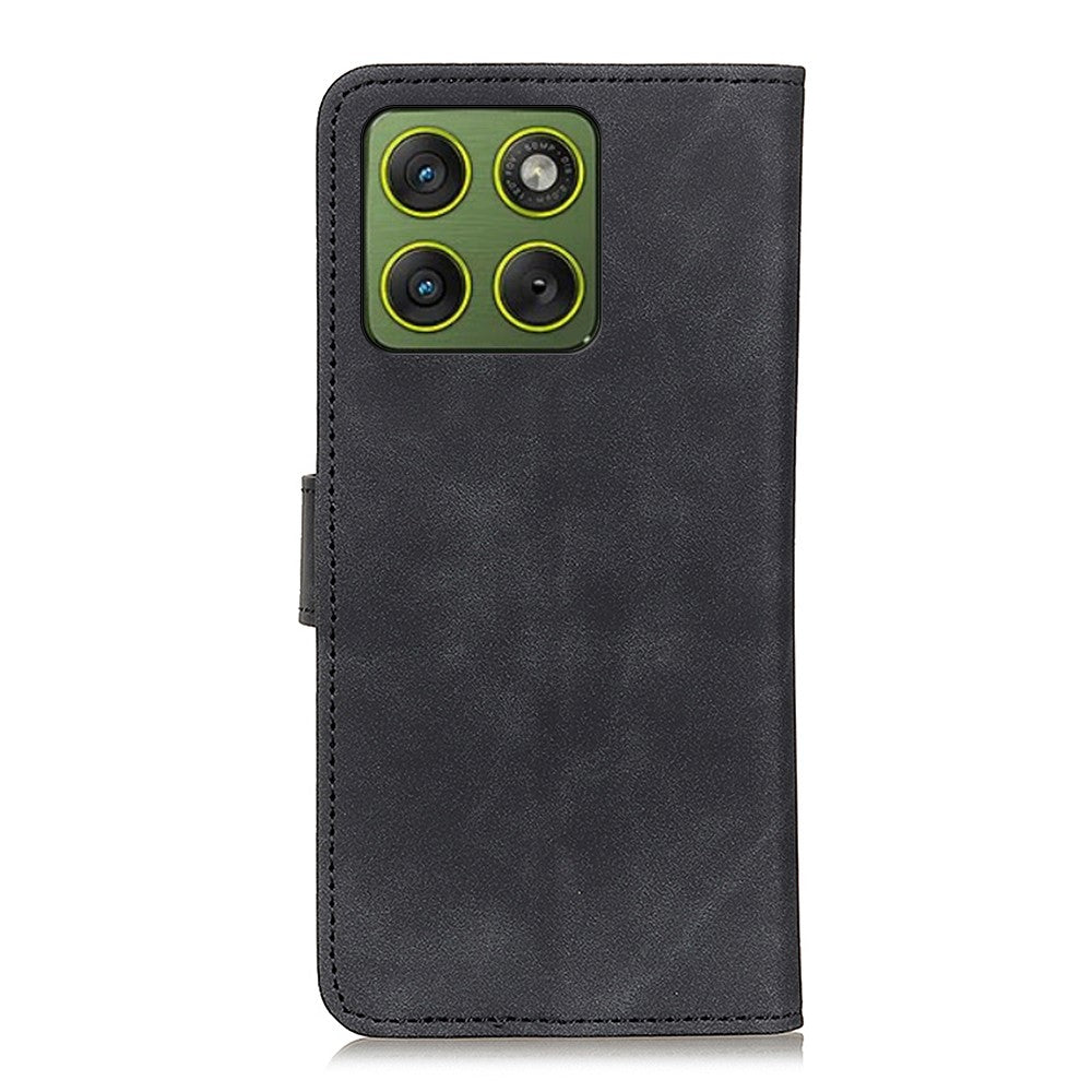 KHAZNEH For Motorola Edge 70 5G Case PU Leather Retro Texture Phone Cover - Black