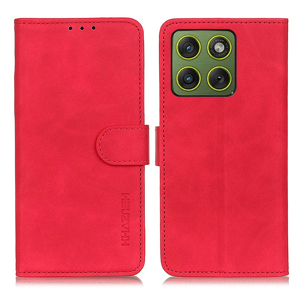 KHAZNEH For Motorola Edge 70 5G Case PU Leather Retro Texture Phone Cover - Red