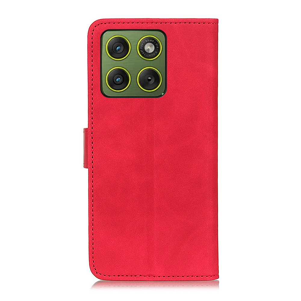 KHAZNEH For Motorola Edge 70 5G Case PU Leather Retro Texture Phone Cover - Red