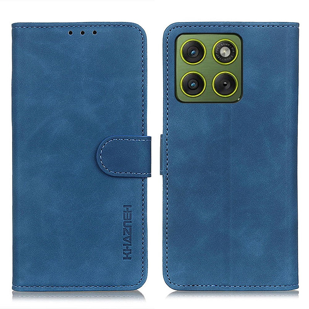 KHAZNEH For Motorola Edge 70 5G Case PU Leather Retro Texture Phone Cover - Blue