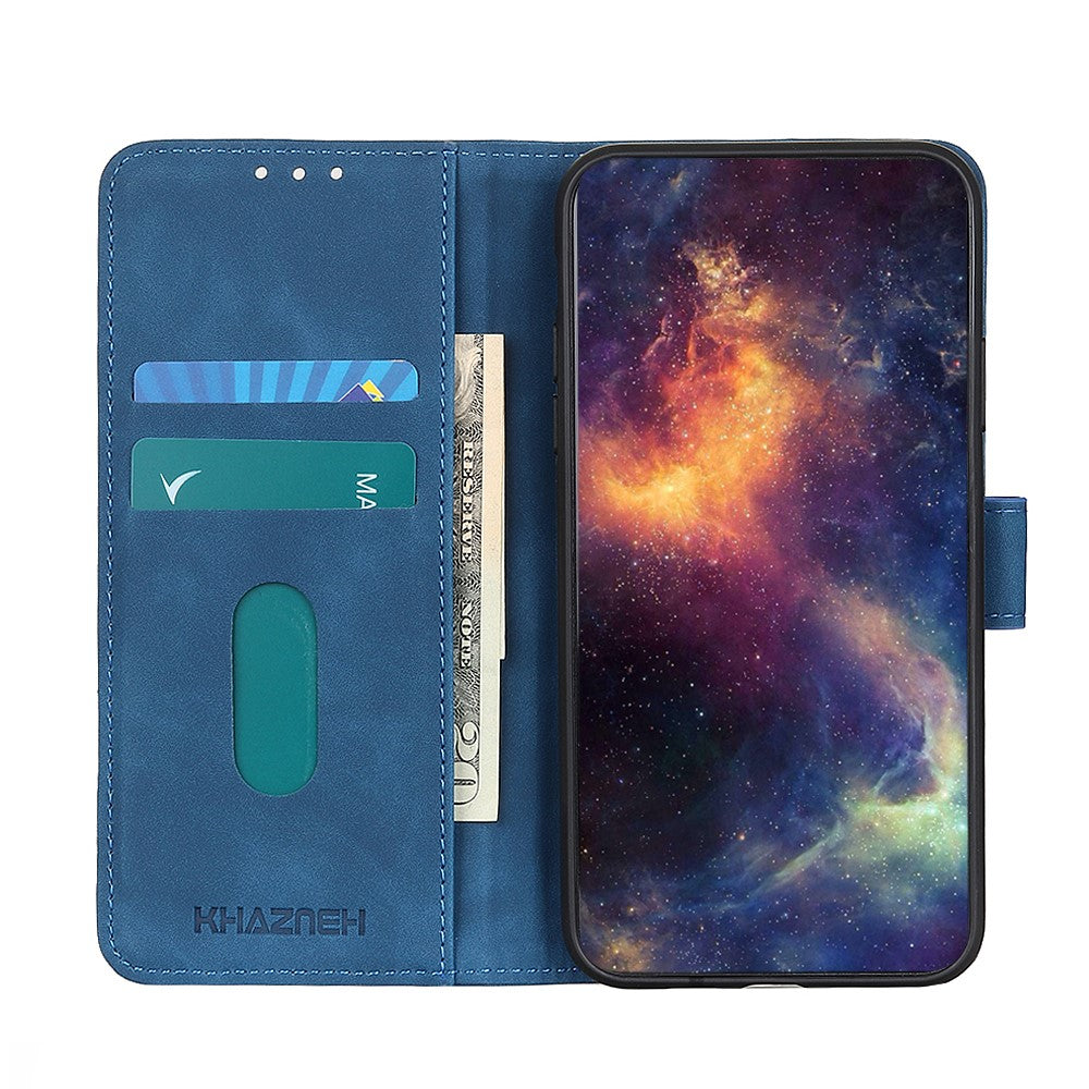 KHAZNEH For Motorola Edge 70 5G Case PU Leather Retro Texture Phone Cover - Blue