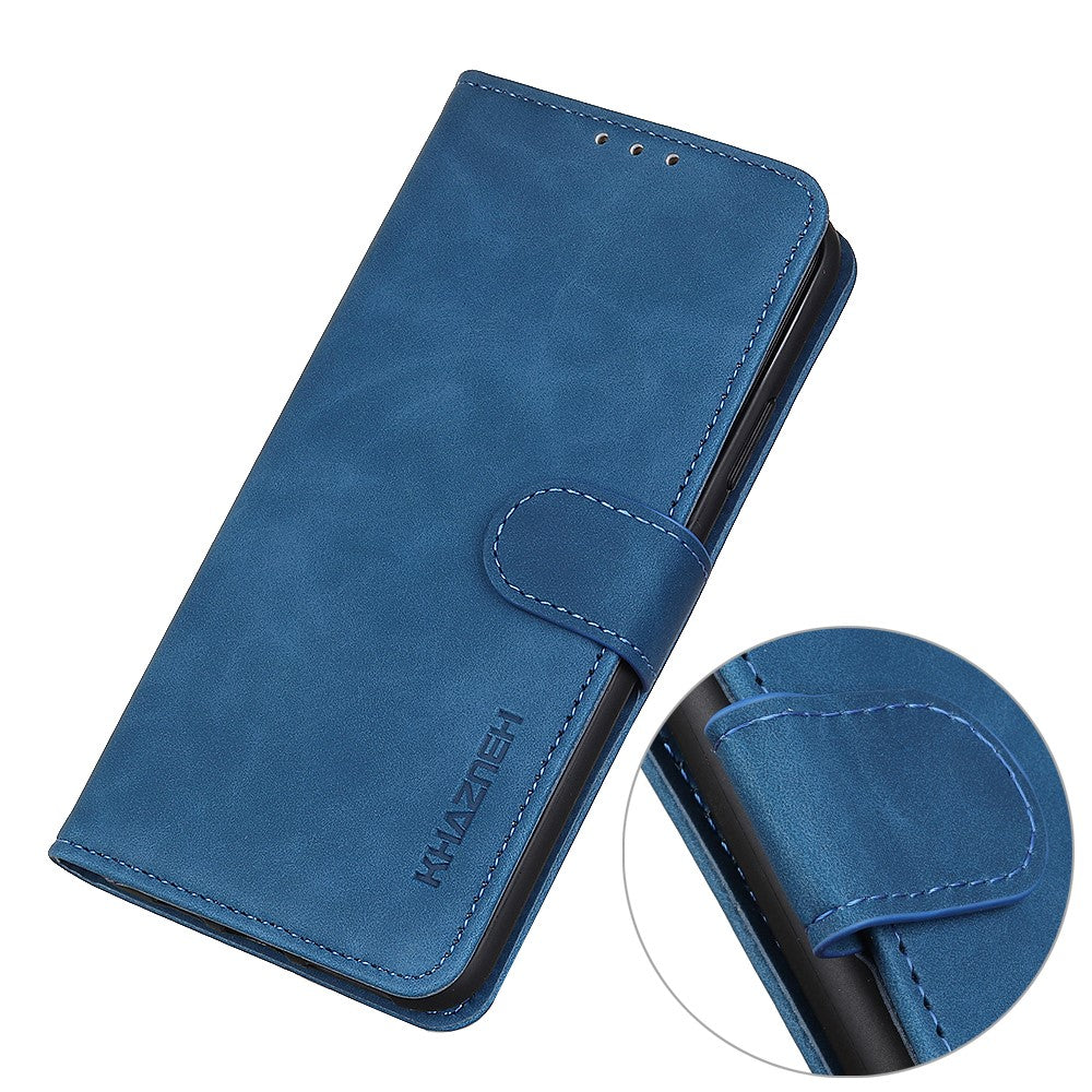 KHAZNEH For Motorola Edge 70 5G Case PU Leather Retro Texture Phone Cover - Blue
