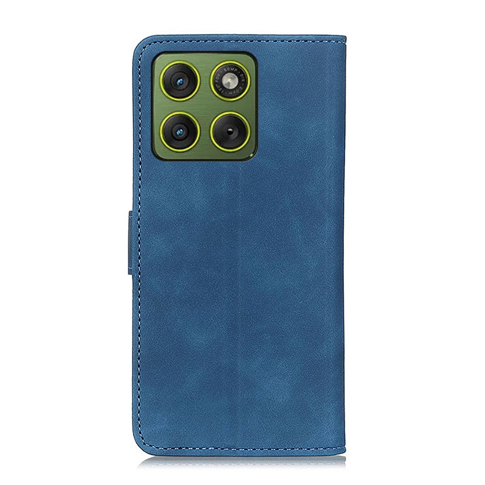 KHAZNEH For Motorola Edge 70 5G Case PU Leather Retro Texture Phone Cover - Blue