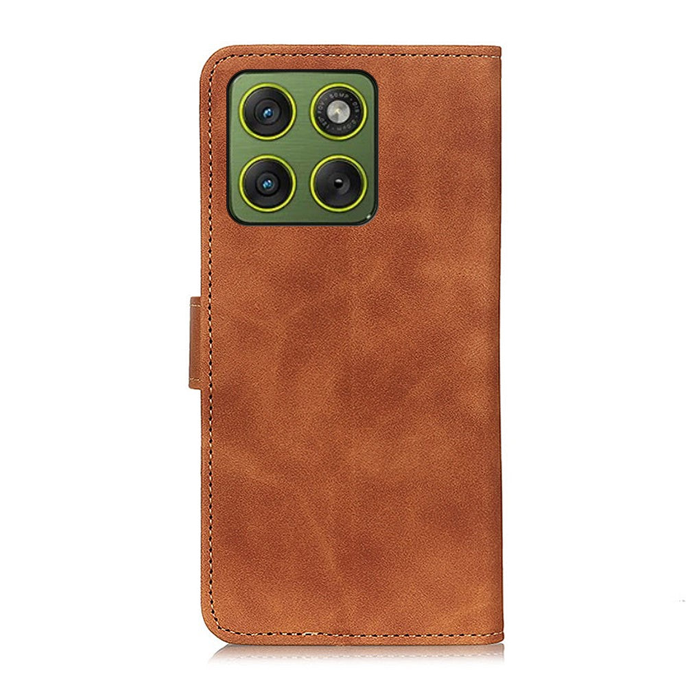 KHAZNEH For Motorola Edge 70 5G Case PU Leather Retro Texture Phone Cover - Brown
