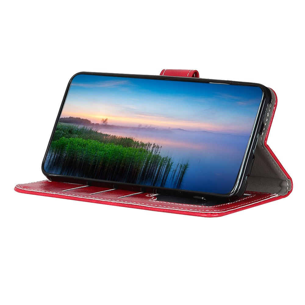 For Motorola Edge 70 5G Case Wallet Leather Phone Cover Crazy Horse Texture - Red