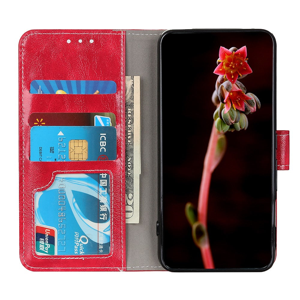 For Motorola Edge 70 5G Case Wallet Leather Phone Cover Crazy Horse Texture - Red