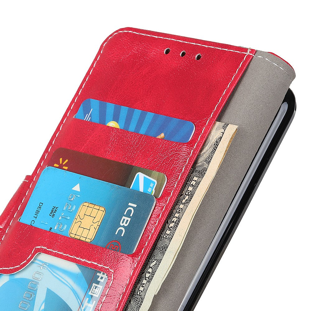 For Motorola Edge 70 5G Case Wallet Leather Phone Cover Crazy Horse Texture - Red
