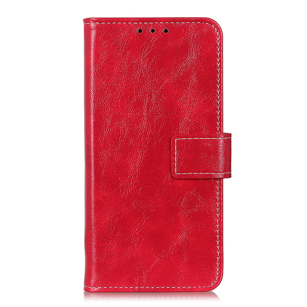 For Motorola Edge 70 5G Case Wallet Leather Phone Cover Crazy Horse Texture - Red