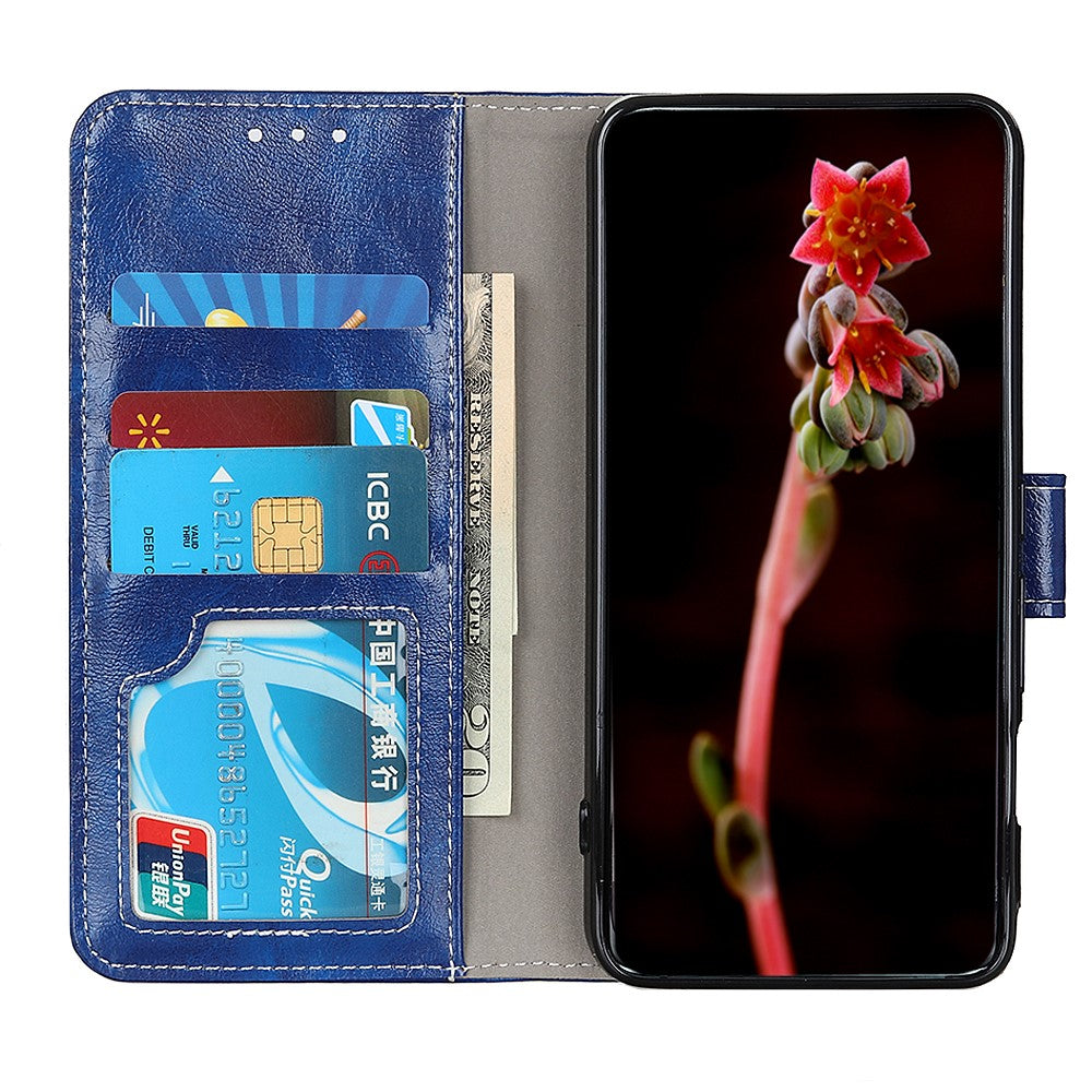 For Motorola Edge 70 5G Case Wallet Leather Phone Cover Crazy Horse Texture - Blue