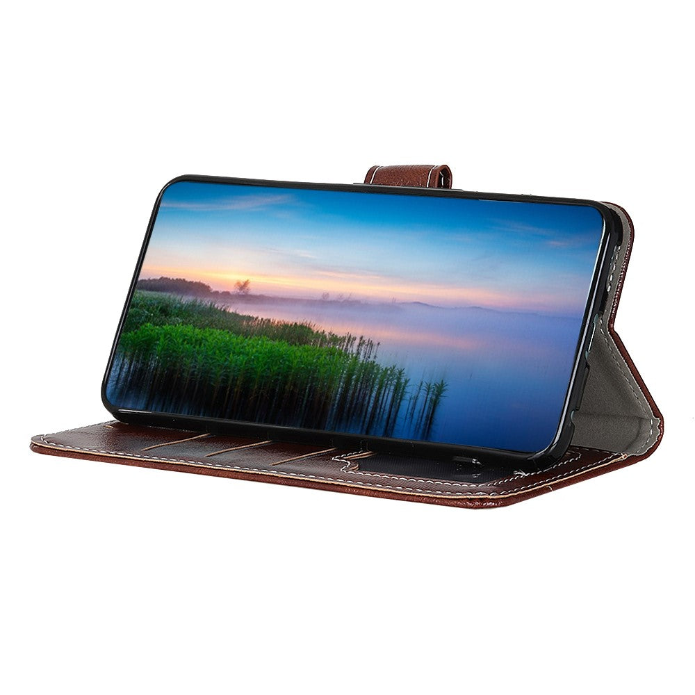 For Motorola Edge 70 5G Case Wallet Leather Phone Cover Crazy Horse Texture - Brown