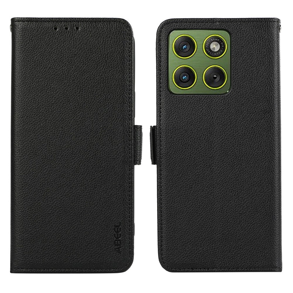 ABEEL For Motorola Edge 70 5G Case Litchi Texture Leather RFID Blocking Phone Cover - Black