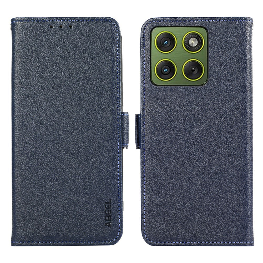 ABEEL For Motorola Edge 70 5G Case Litchi Texture Leather RFID Blocking Phone Cover - Blue