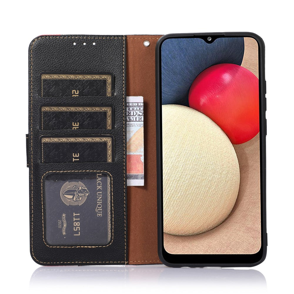 KHAZNEH For Motorola Edge 70 5G Case RFID Blocking Wallet Litchi Texture PU Leather Phone Cover with Strap - Black