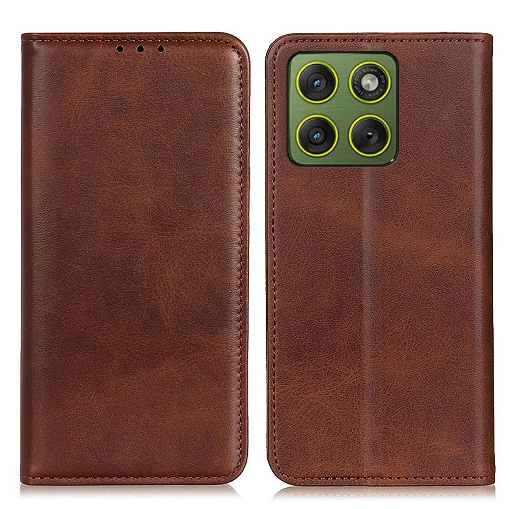For Motorola Edge 70 5G Case Split Leather Flip Wallet Phone Cover - Coffee
