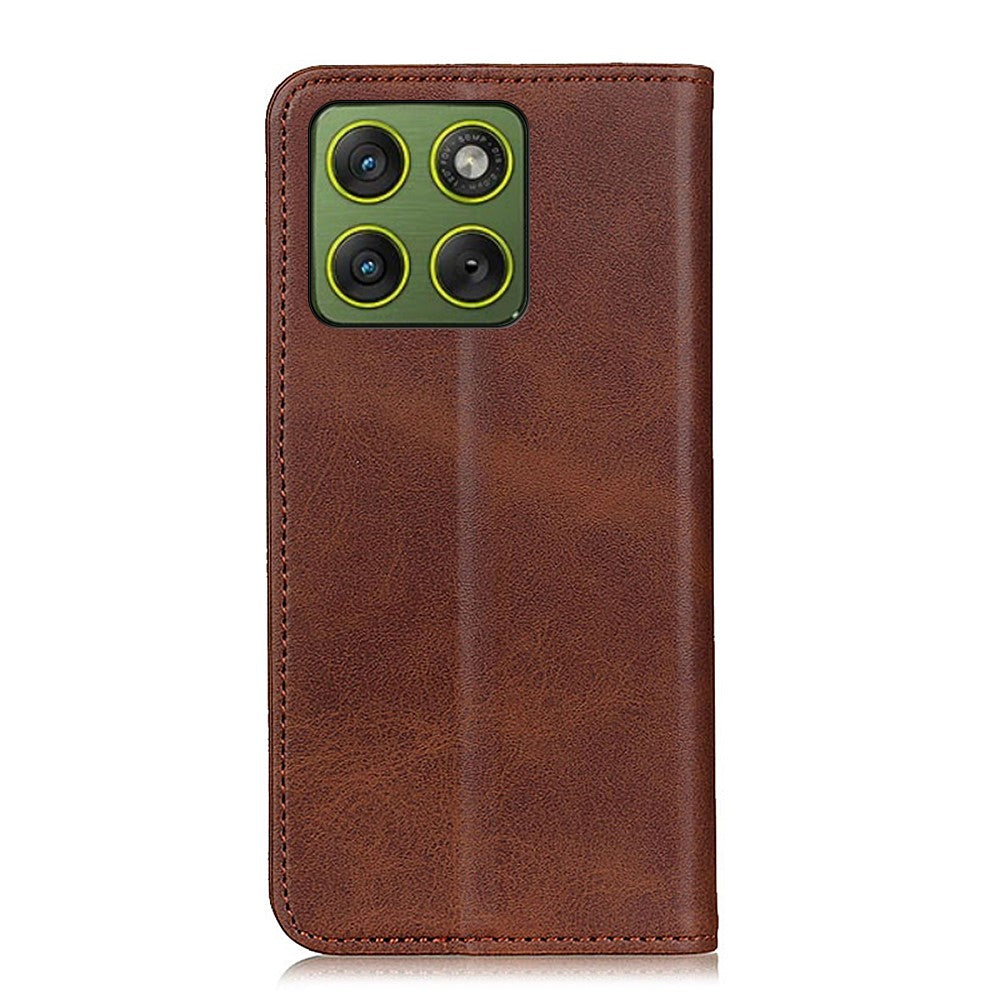 For Motorola Edge 70 5G Case Split Leather Flip Wallet Phone Cover - Coffee