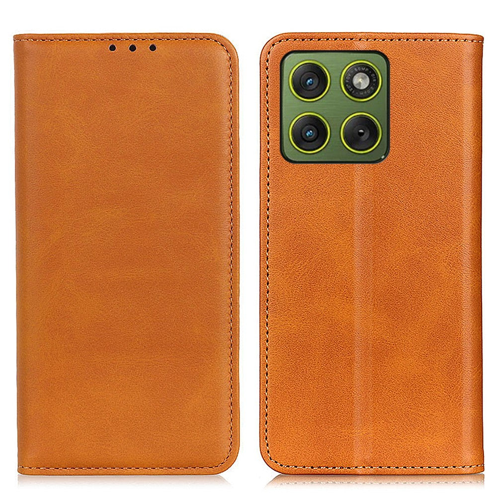 For Motorola Edge 70 5G Case Split Leather Flip Wallet Phone Cover - Brown