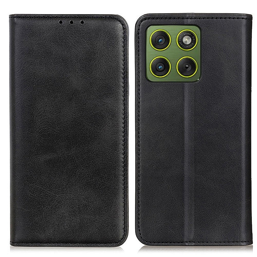 For Motorola Edge 70 5G Case Split Leather Flip Wallet Phone Cover - Black