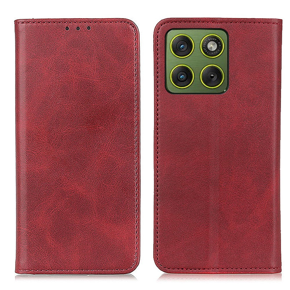 For Motorola Edge 70 5G Case Split Leather Flip Wallet Phone Cover - Red