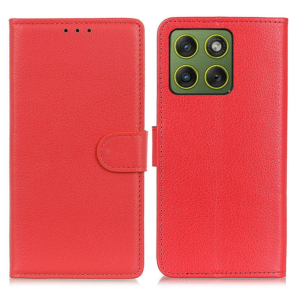 For Motorola Edge 70 5G Wallet Case PU Leather Phone Cover Litchi Texture - Red
