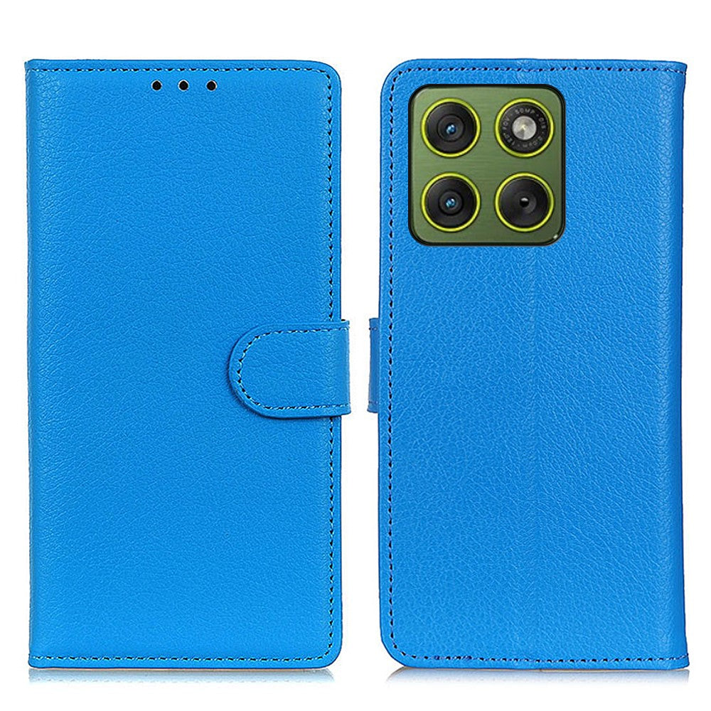 For Motorola Edge 70 5G Wallet Case PU Leather Phone Cover Litchi Texture - Blue