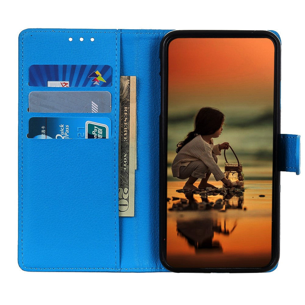 For Motorola Edge 70 5G Wallet Case PU Leather Phone Cover Litchi Texture - Blue